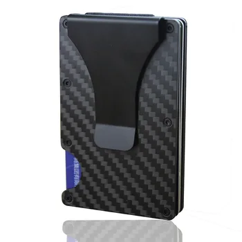 

New Fashion Slim Carbon Fiber Credit Card Holder RFID Non-scan Metal Wallet Purse Male Carteira Masculina Billetera