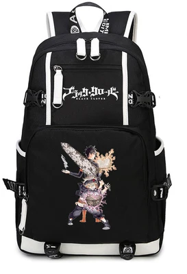 Preto trevo mochila cosplay anime asta bolsa de lona sacos de viagem