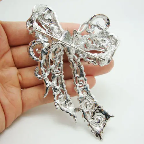 Элегантная свадебная брошь с бабочкой бантом из прозрачного кристалла|brooch button|pin