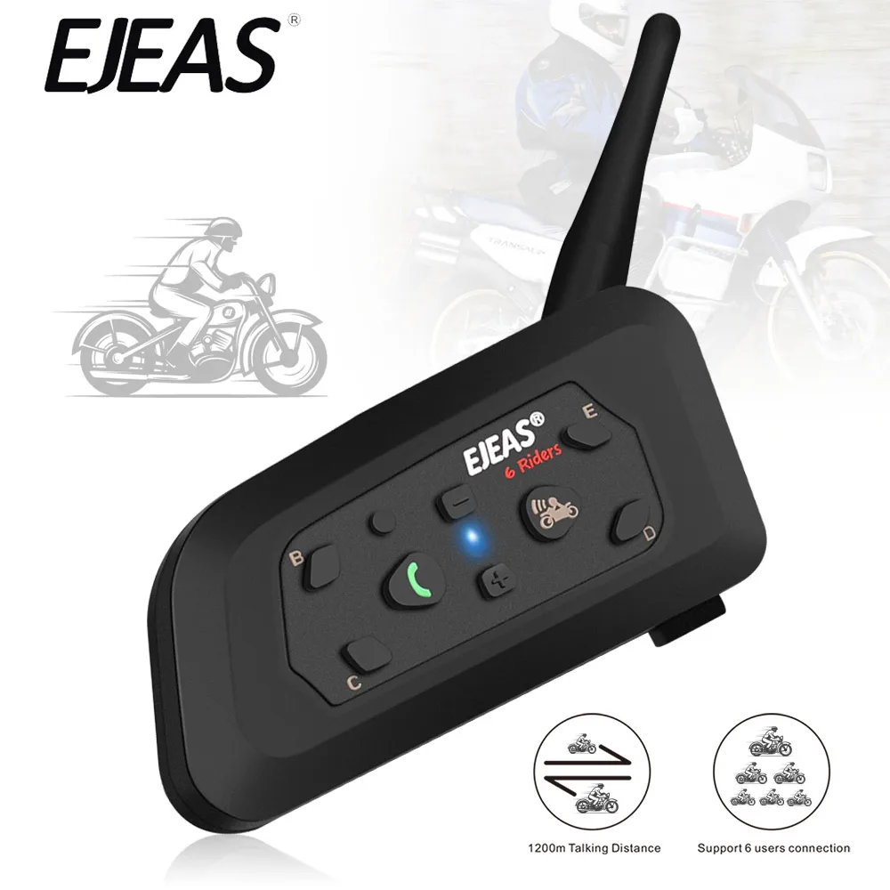 EJEAS V6 Pro гарнитура для мотоциклетного шлема 850 мАч микрофон телефона MP3 1200 м