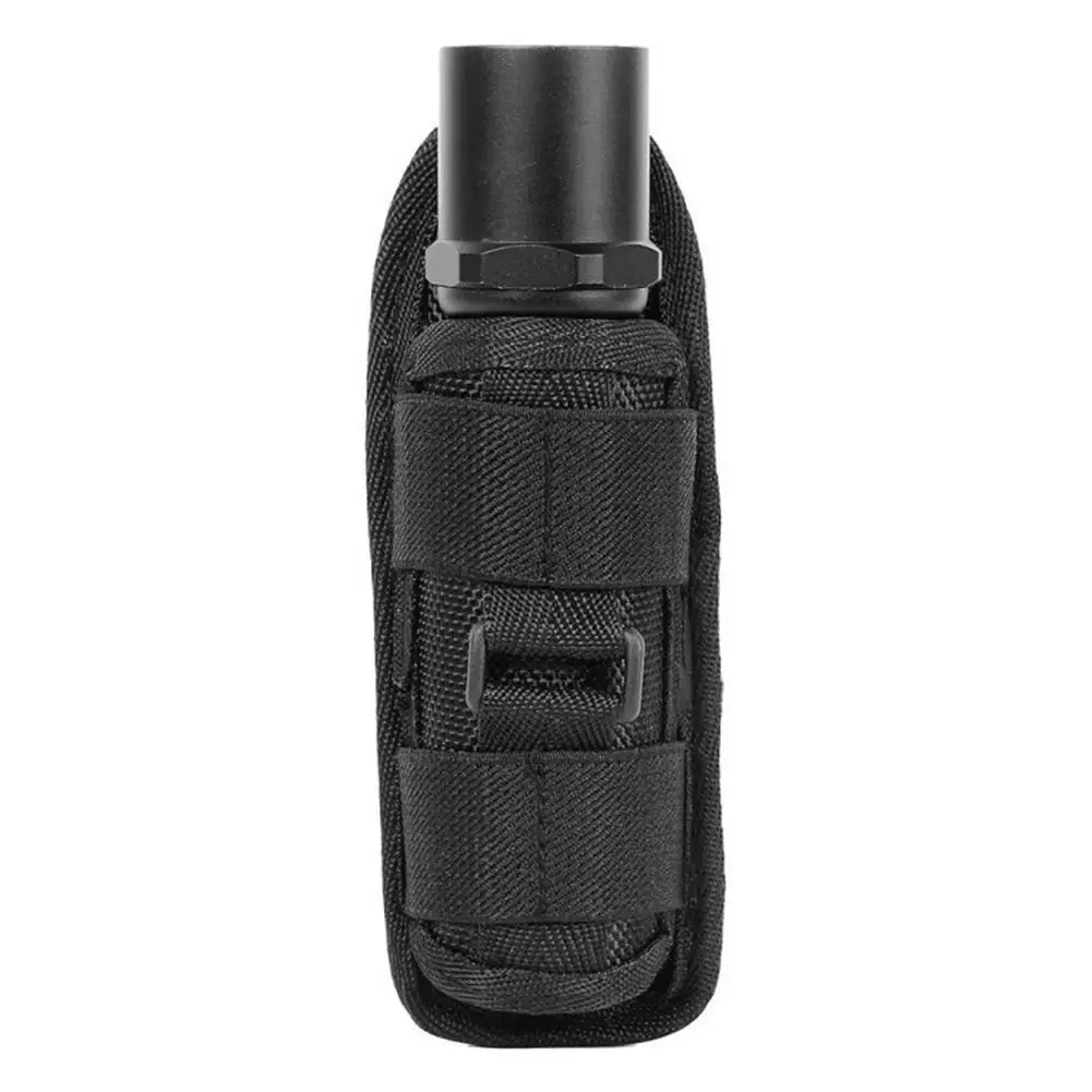 

Black Flashlight Pouch Holster Carry Case Holder Durable Case with Degrees Rotatable Belt Clip Long Type for Outdoor Camping