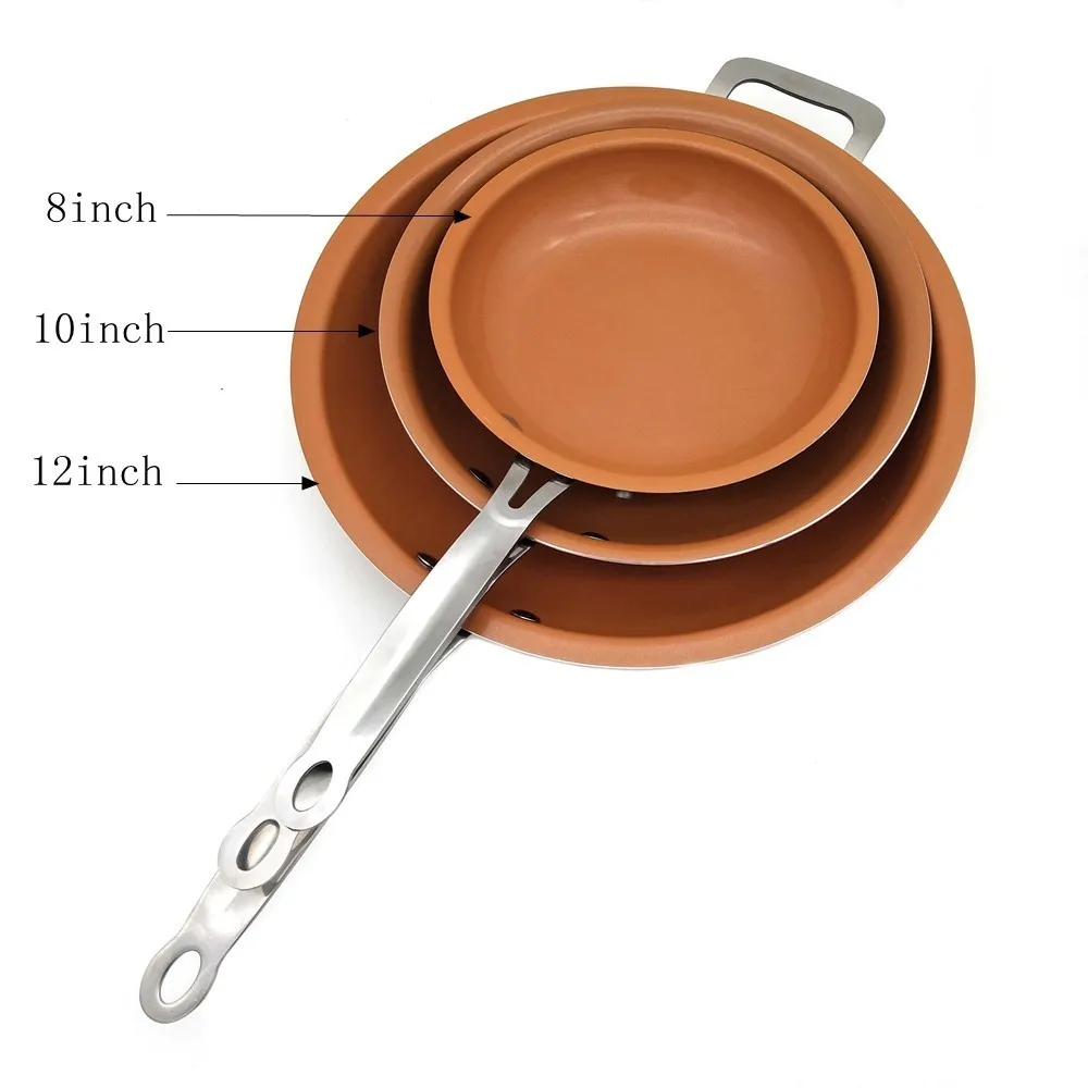 Ceramic Non-stick Pan Copper Square Pan Induction Chef Glass Lid Fry Basket  Steam Rack 4 Piece Set 9.5 Inches Used In Induction - Pans - AliExpress