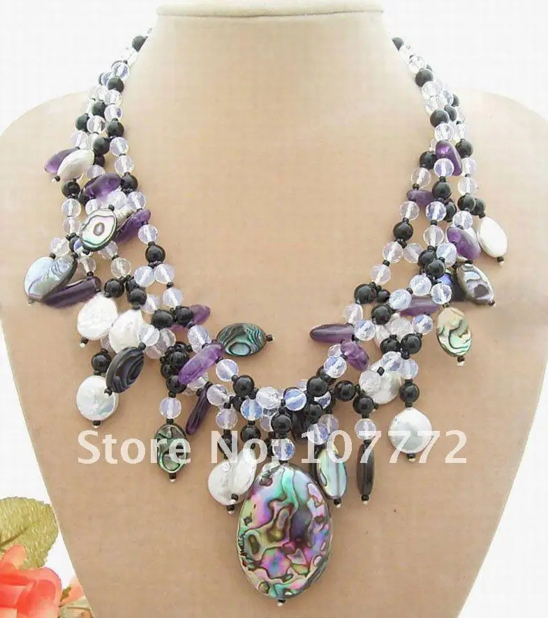 

Coin Pearl Paua Abalone Shell Necklace