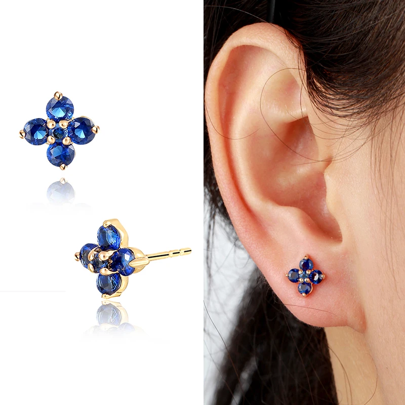 Женские серьги гвоздики с цветком клевера желтое золото 6 цветов|stud earrings|stud earrings