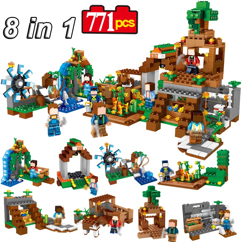 

8 Sets/lot Minecraft Building Blocks Toys Manor My World Model Building Puzzle Blocks Bricks Set Assembly Toys Gift For Kids #E