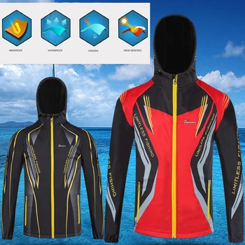 

Queshark Men Waterproof Warm Fishing Clothing Outdoor Sports Camping Hiking Climbing Cycling Windbreaker Soft Shell Jersey