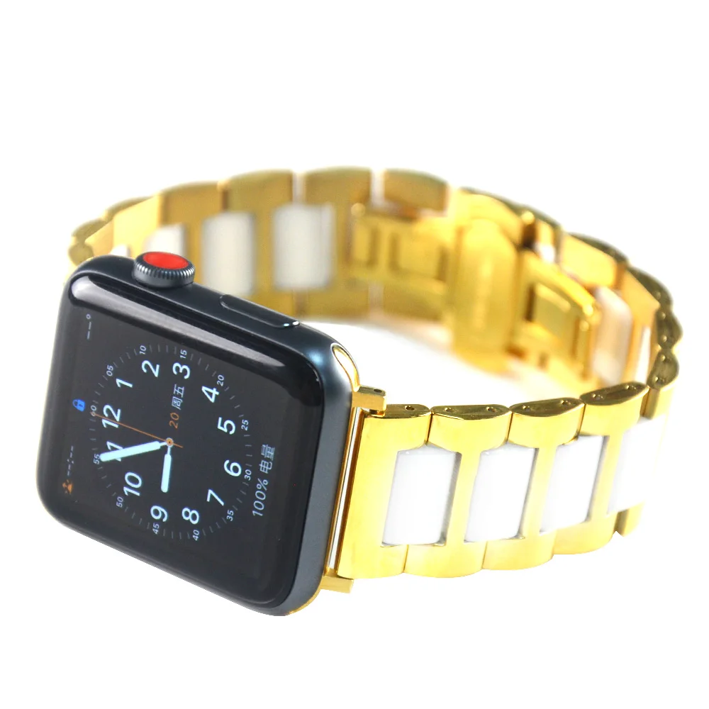 Браслет из нержавеющей стали+ керамический ремешок для часов для Apple Watch Series 5 4 3 2 1 ремешок для iWatch Band 44/40/42/38 мм