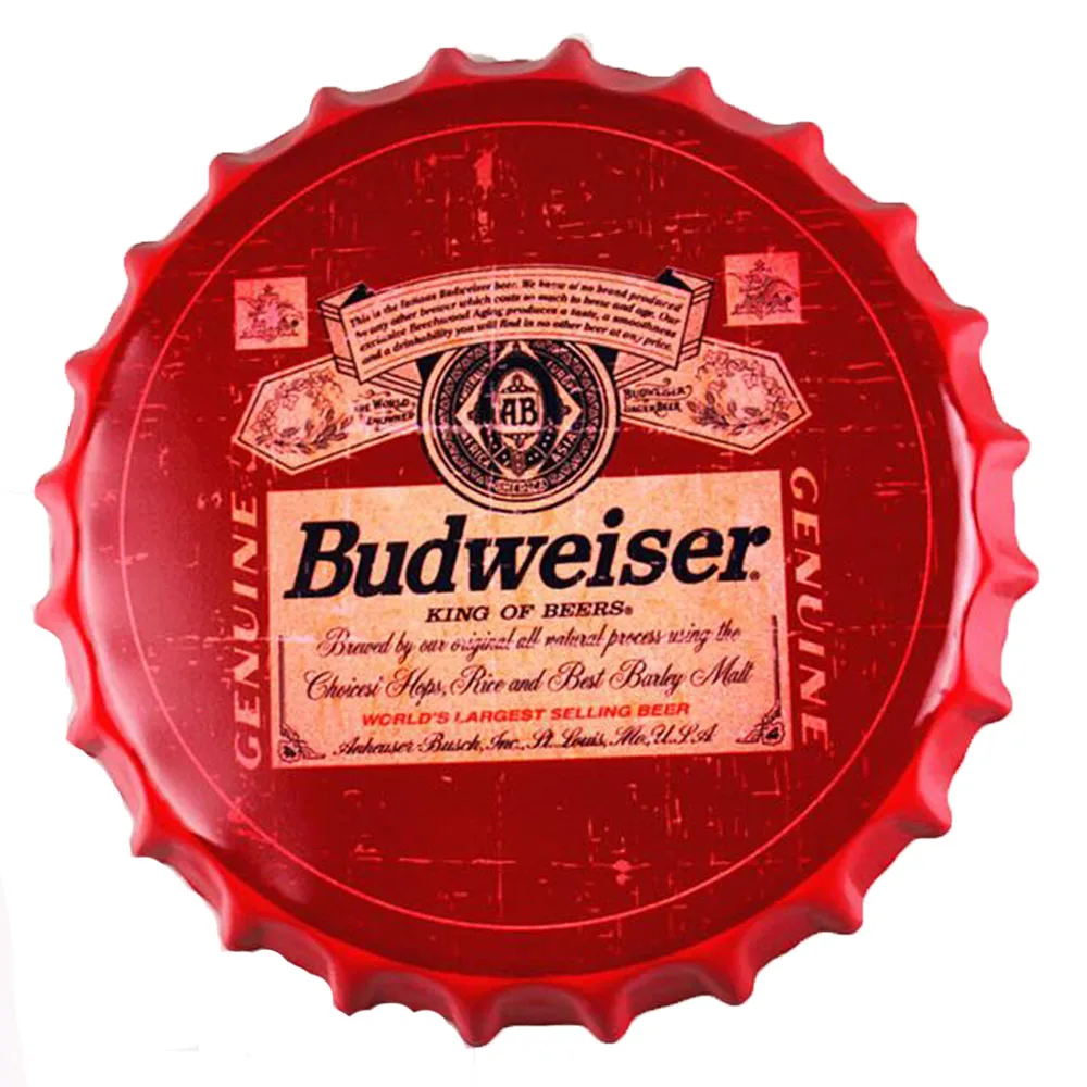 35 CM tapa de botella de cerveza placa de Metal letreros de lata cafetería Bar cartel de pared decoración de la pared de la Nostalgia de la vendimia platos redondos cartel de arte
