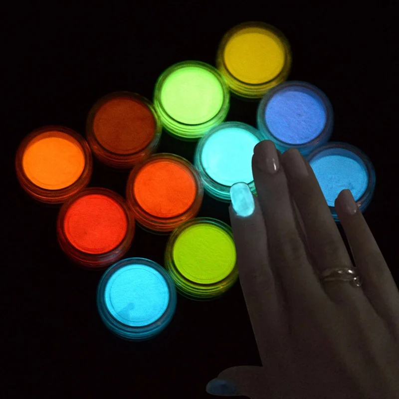 

2018 NEW 1 Bottle Fluorescence Effect Nail Glitter Colorful Ultrafine Glow Luminous Powder Decoration DIY Nail Powder Tool