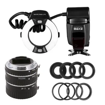

Meike Metal AF Macro Extension Tube + MK-14EXT TTL Ring Flash Light for Canon 70D 650D 700D 6D 7D 5DIII 1D 60D 600D