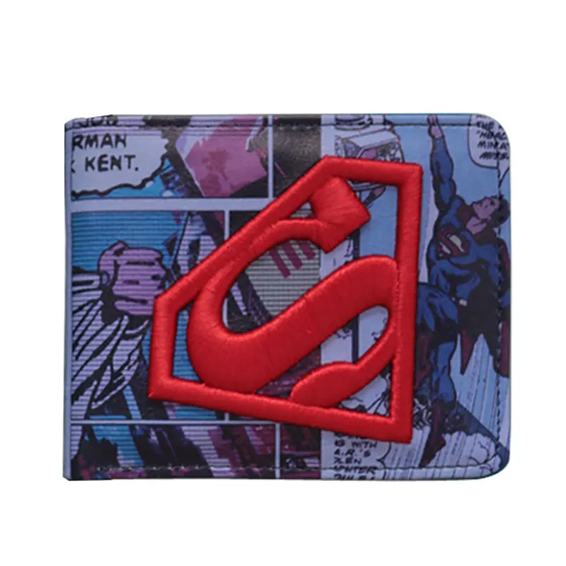

New Superman Wallet DC Comics Anime Hero Purse Embroidery Men Card Coin Holder Bags carteira Creative Gift Leather Short Wallets