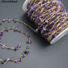 Натуральный аметист камень Бусины из каменной крошки ручной работы Антикоррозийная 18 к Золотая проволока, обернутая связанные цепочка на шею 10 метров в партии