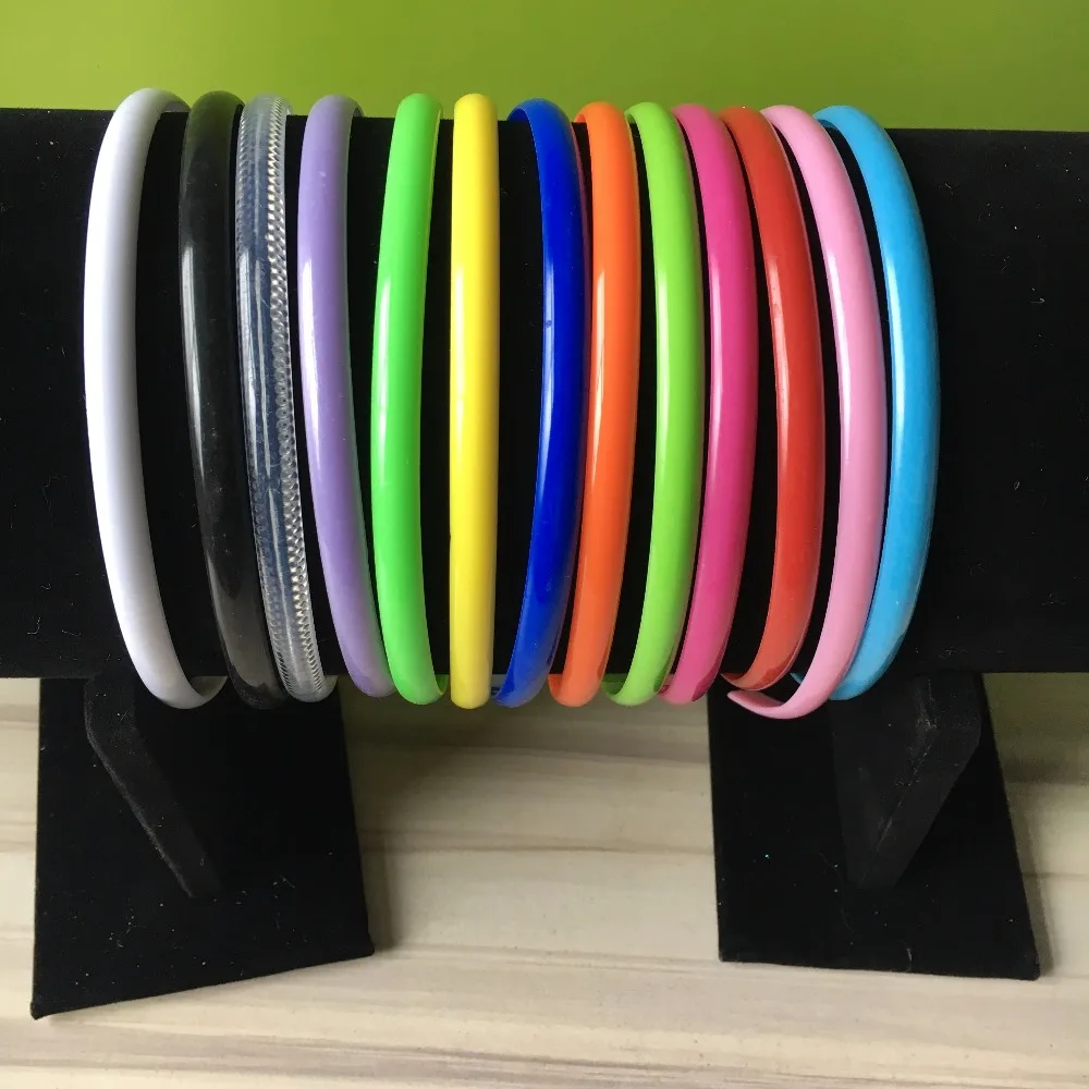 8mm Plain Plastic Headbands with two Rows Teeth for DIY Kids Hair