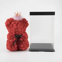 Красная Роза плюшевый мишка 25 см с коробкой Сан День Святого Валентина подарок розовый медведь пенопластовое мыло поддельные цветы Тедди