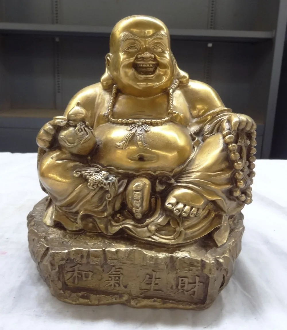 sunsun00476+++8" Chinese Buddhist Brass HeQi ShengCai Happy Laughing