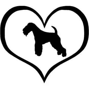 

10.9*9.5CM Lovely Lakeland Terrier Dog Heart Car Sticker Window Glass Decorative Animal Decals Car Accessories C6-0092