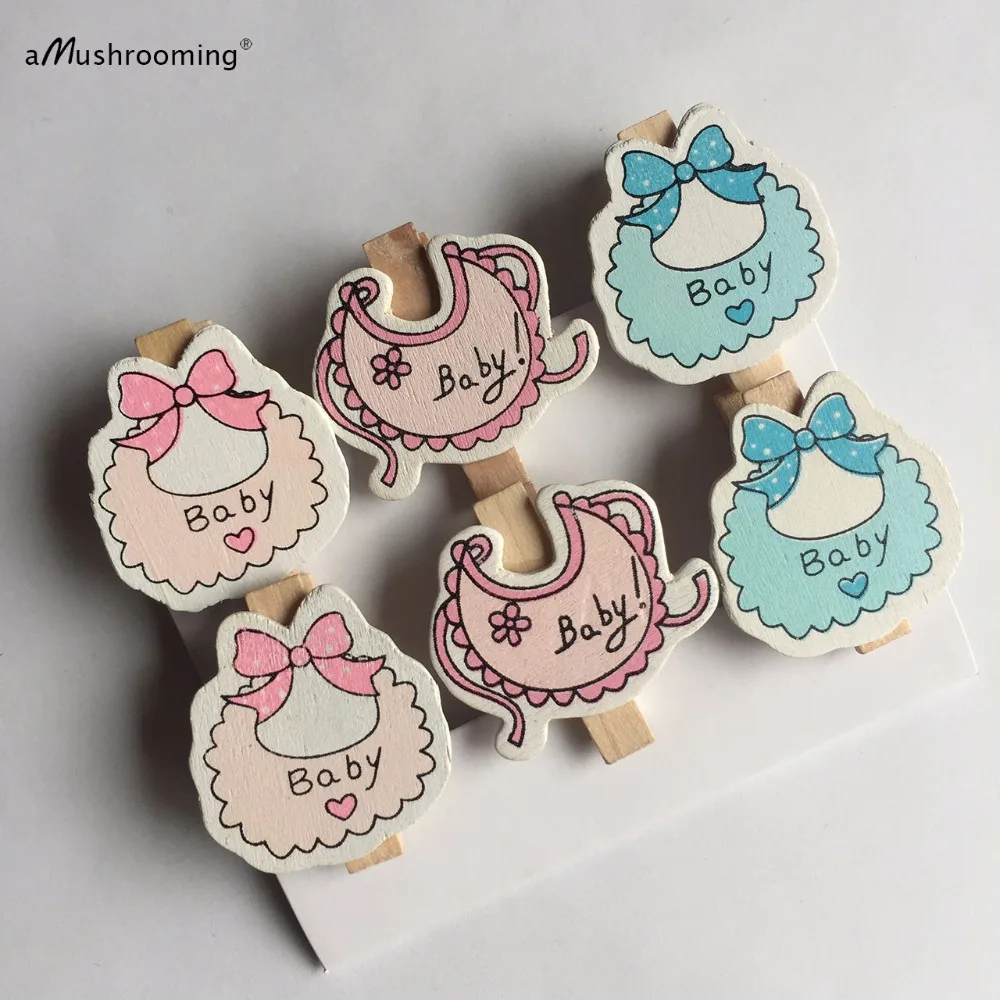 48x Cartoon Craft Wooden Clothes Peg for 1st Birthday Party Baby Shower