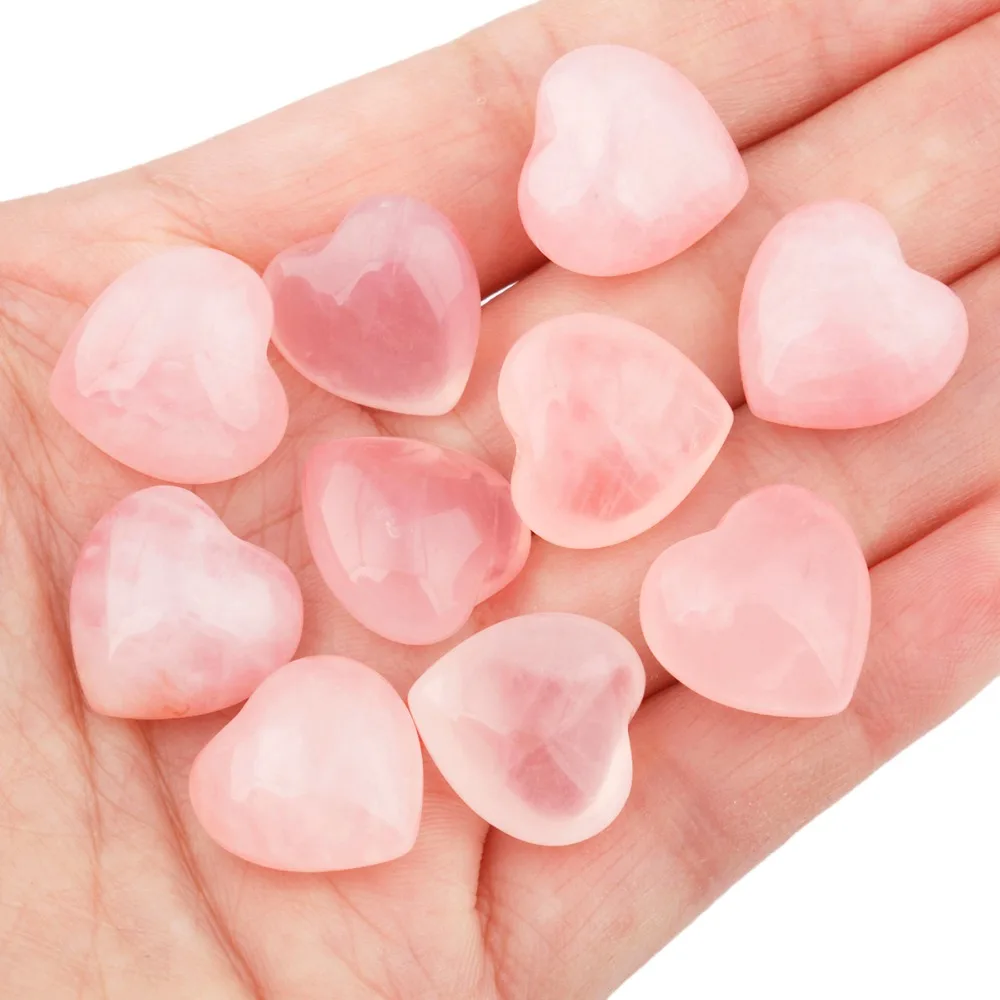 

TUMBEELLUWA 1Lot (10Pc) 15mm Crystal Heart Palm Stone Worry Stone Chakra Balancing Healing Reiki Meditation