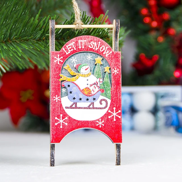 1pc diy wood sled christmas crafts sled wooden pendants ornaments xmas tree ornament for home christmas - Wooden Sled Decoration Christmas 1pc diy wood sled christmas crafts sled wooden pendants ornaments xmas tree ornament for home christmas - Wooden Sled Decoration Christmas