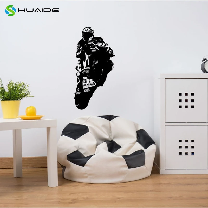 

Wheeling Rossi Vinyl Wall Decal Motorcycle Moto Wall Art Home Decals For Living Room Bedroom Decoration Gym Sport Poster A66