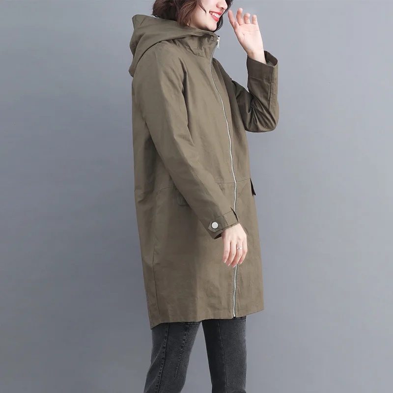 Femelle Avec Et De Grande Green Kelly Manteau Mince Coton Lâche Taille Chapeau Noir En Longue Mode army Sac 2019 BxgXwCAqn