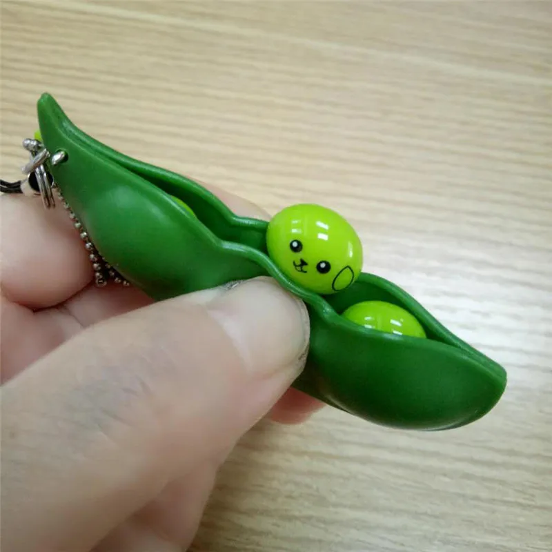 

Fancy&Fantasy 3PCS Hot Squeeze Bean Soybean Stress Relieving Keychain Mobile Chain Fidget Toy Keyring Children Adult Toys Gift