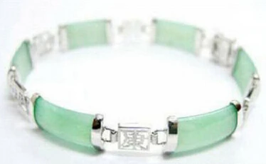

Free shipping 418 Natural Light Green stone 18KGP Fortune Emolument Longevity Luck Clasp Bracelet
