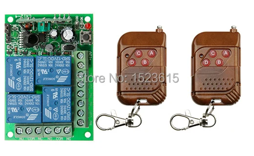 

New DC12V 10A 4CH 4Channe RF wireless remote control switch System teleswitch 2X Transmitter + 1 X Receiver,315/433 MHZ