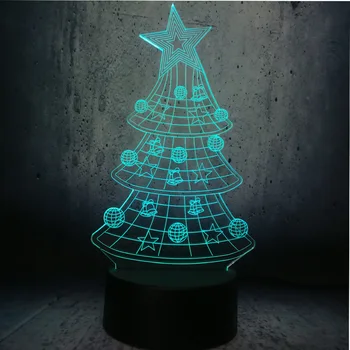 

Christmas tree with star and ball and bell 3D USB LED Bulb LAMP Decor Gift Gradient Color Fairy Light Romantic Home Desk Decor