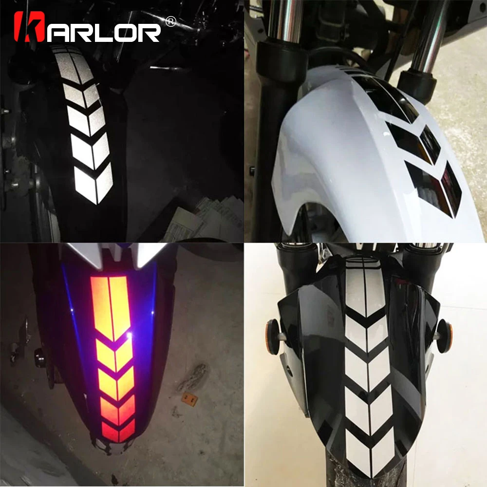 Car Motorcycle Reflective Arrow Decals Rim Stripe Wheel On Fender Tape Stickers