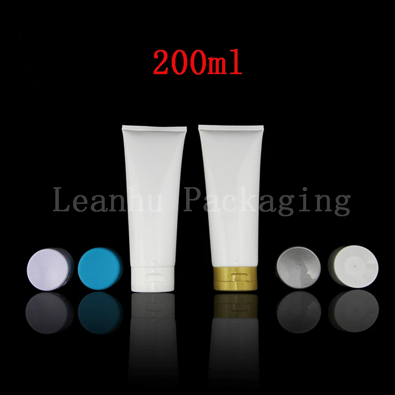 

200ml white empty lotion tubes bottle , refillable squeeze tubes container , 200cc skin care cream cosmetic soft containers