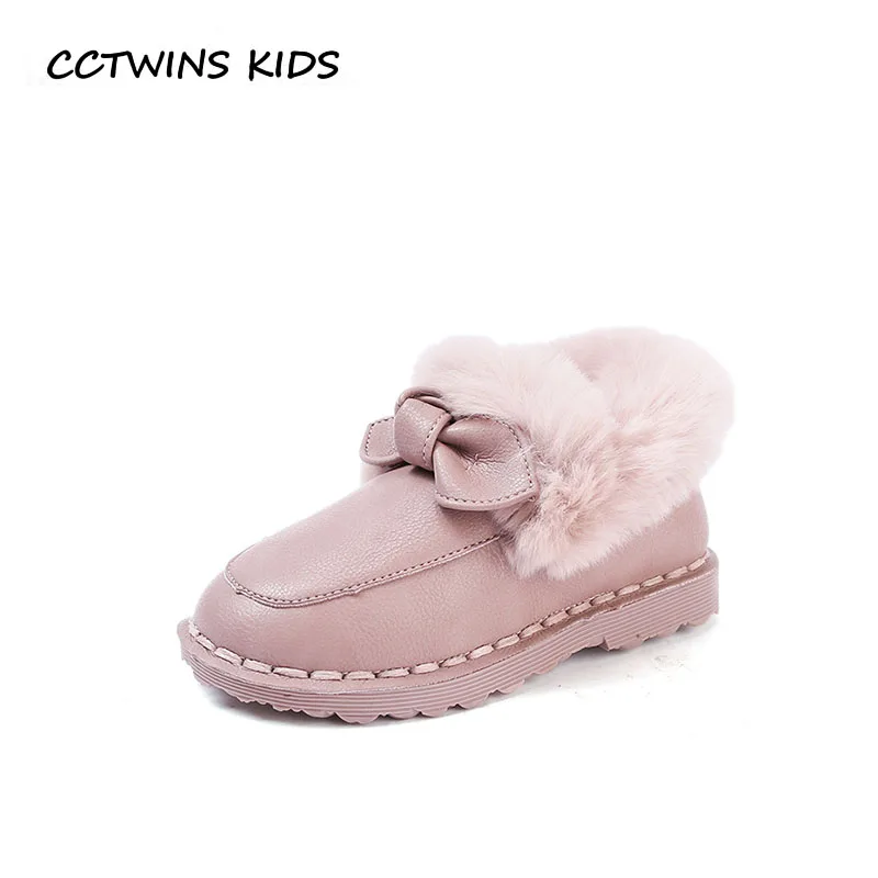 

CCTWINS KIDS 2018 Winter Children Butterfly Snow Boot Baby Girl Brand Warm Ankle Boot Toddler Pu Leather Shoe Black CS1611