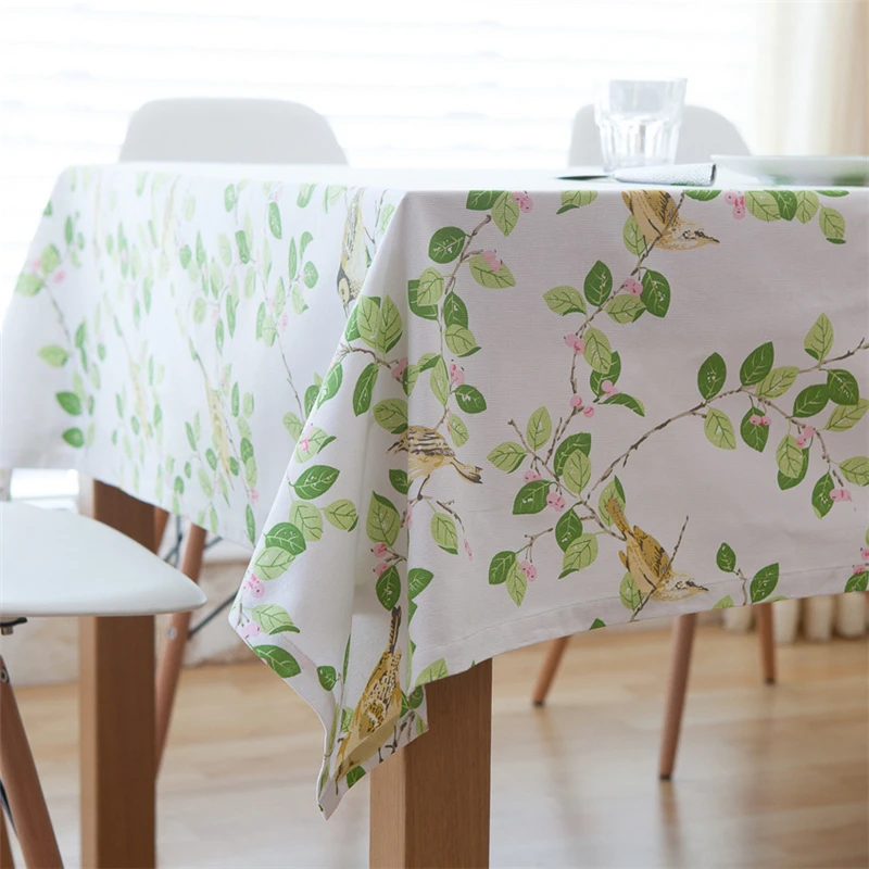 

Top Quality Cotton Tablecloth On The Table Pastoral Tree Bird Printed Tablecloths Restaurant Decorated Toalha De Mesa Manteles