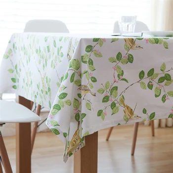 

Top Quality Cotton Tablecloth On The Table Pastoral Tree Bird Printed Tablecloths Restaurant Decorated Toalha De Mesa Manteles
