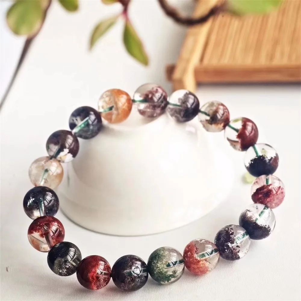 

Certificate Natural Colorful Phantom Quartz Crystal Jewelry Woman Man Healing 10.5mm Round Beads Bracelets AAAAA Drop Shipping
