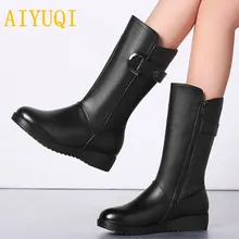 AIYUQ/женские зимние ботинки из натуральной кожи большие размеры 41