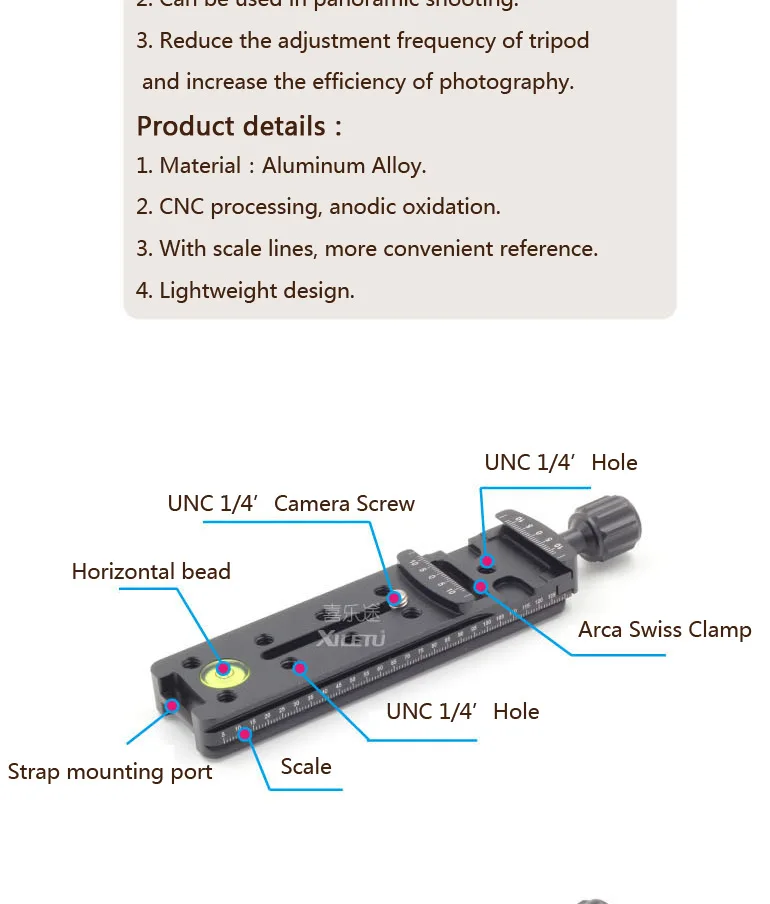 XILETU NNR-140 кронштейн для камеры удлиненный быстросъемная пластина зажима для панорамной и макросъемки Arca Swiss