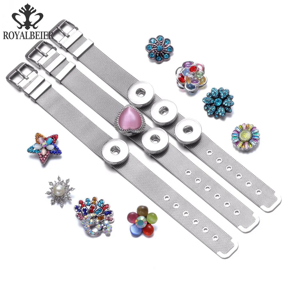ROYALBEIER 26pcs/lot High Quality A-Z Letters Alphabet Snap Jewelry 18/20mm Glass Snap Button Fit Snap Bracelet Mixed Wholesale