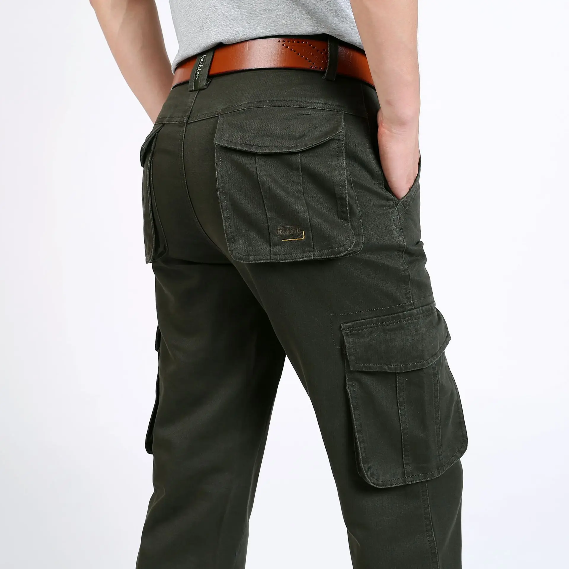 

ICPANS Cargo Pants Men Loose Casual Pants for male Plus Size 42 44 Multi-pocket Mens Pants Tactical Military Army Green Khaki