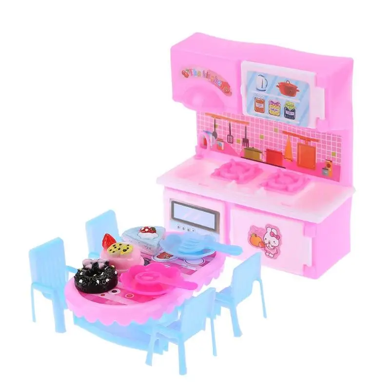 

6pcs/set Plastic Mini Kitchen Toys Dining Table Toys Children Playing House Toys Dolls Accessories for Baby Girls Indoor Toys