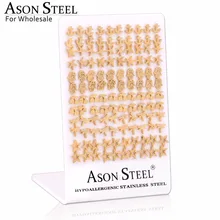 ASON, стальные милые женские серьги-гвоздики из нержавеющей стали, Звездный тотем, ручная форма, модные серьги-гвоздики,, ювелирные изделия, 60 пар/лот