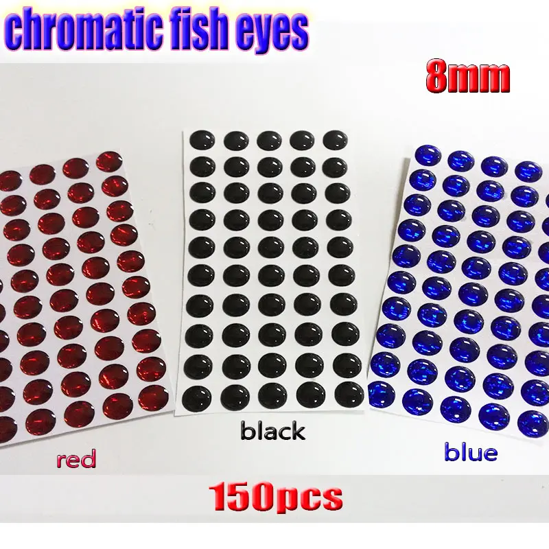 Рыболовные однотонные глаза 4mm5mm6mm8mm10mm хроматические глаза смешанные цвета 150 шт./лот