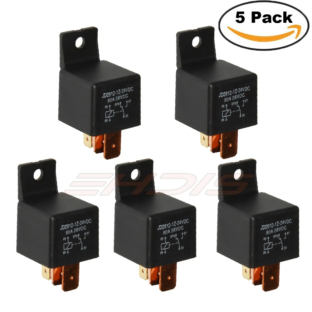 Relé Para Coche De 24V 80A 5 Pines, Modelo JD2912-1Z-24VDC – Ideal Para Camiones, Furgonetas O Instalaciones Eléctricas Pesadas
