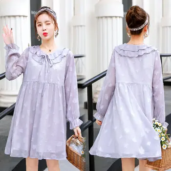 

Maternity clothes spring maternity dresses loose sweet plus size strapless maternity dress ruffles