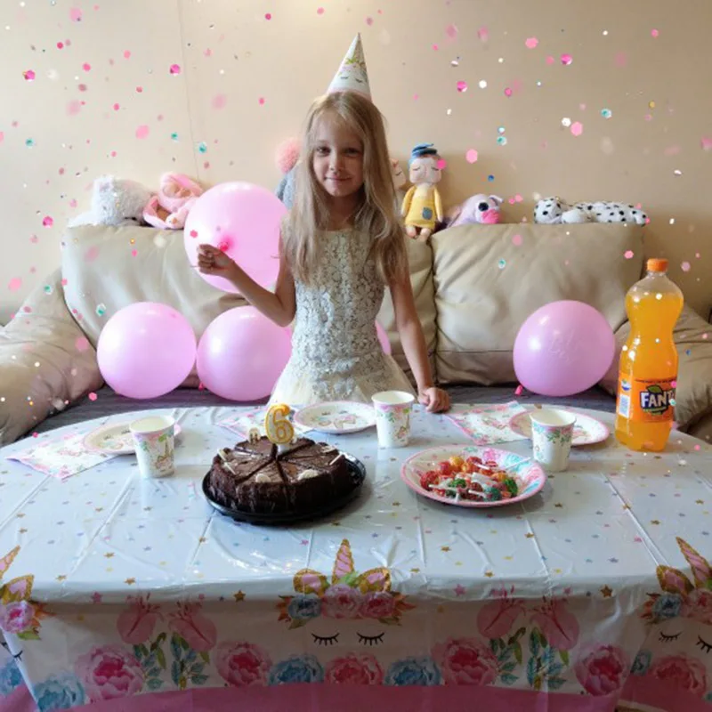 Принадлежности для вечеринки с единорогом, скатерть с единорогом на 1 день рождения, бумажные стаканчики для салфеток, баннеров, Топпер для торта, украшения для свадьбы, для детского душа