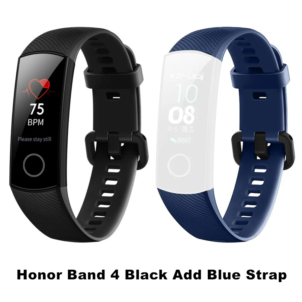 Умный Браслет huawei Honor Band 4 0,95 ''цветной сенсорный экран Amoled дисплей для плавания с осанкой для определения пульса и сна - Цвет: Add Blue Strap