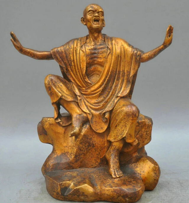 

15'' China Buddhism Panthaka the 10th of Eighteen Arhat Monk Bronze Statue R0713 Discount 35%