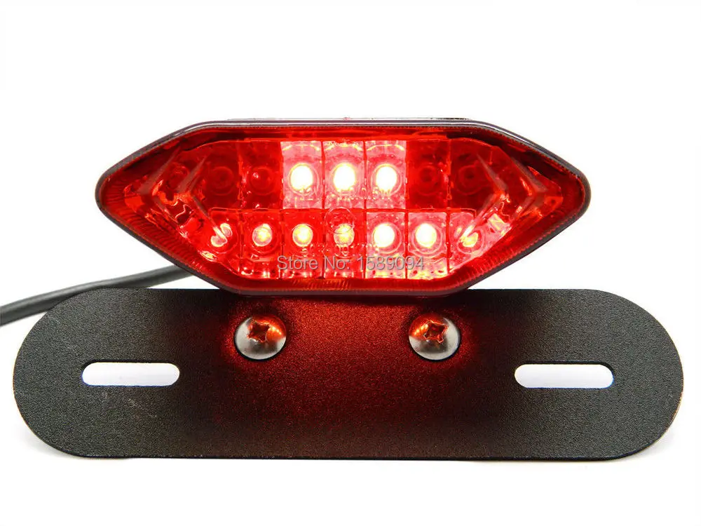 Universal Motorcycle Tail Trunk Box w/ Red LED Taillight Brake/Turn Signal Light
