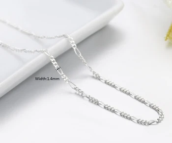 

Italy Made Slim 925 Sterling Silver Figaro Chains Choker Necklace Women Jewelry kolye collier collares ketting collane 35-70cm