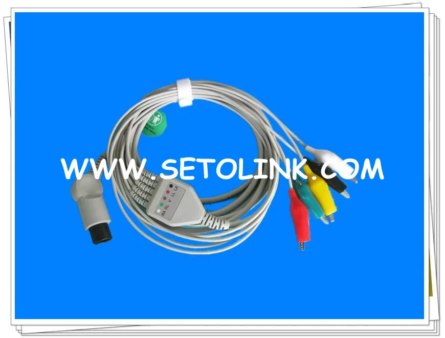 

VETERINARY USE ECG CABLE 5 LEADS CLIP END 6 PIN PLUG